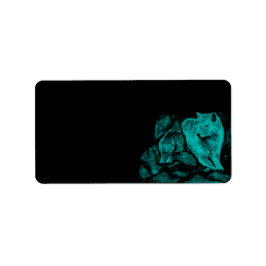 Wolf en Raven in de nacht Etiket