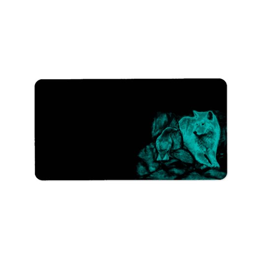 Wolf en Raven in de nacht Etiket (Voorkant)