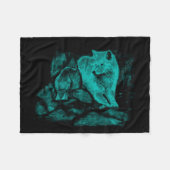 Wolf en Raven in de nacht Fleece Deken (Voorkant (Horizontaal))