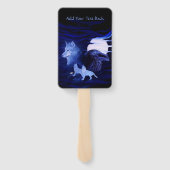 Wolf en Raven in de nacht Handwaaier (Achterkant)