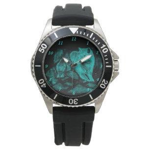 Wolf en Raven in de nacht Horloge
