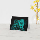 Wolf en Raven in de nacht Kaart (Gele Bloem)