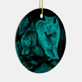 Wolf en Raven in de nacht Keramisch Ornament (Rechts)