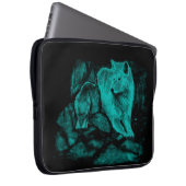 Wolf en Raven in de nacht Laptop Sleeve (Voorkant Rechts)