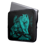 Wolf en Raven in de nacht Laptop Sleeve (Voorkant Links)
