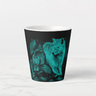 Wolf en Raven in de nacht Latte Mok