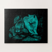 Wolf en Raven in de nacht Legpuzzel (Horizontaal)