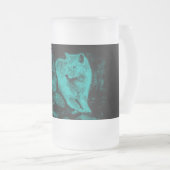 Wolf en Raven in de nacht Matglas Bierpul (Voorkant rechts)