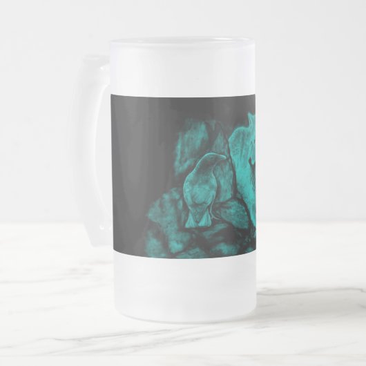 Wolf en Raven in de nacht Matglas Bierpul (Voorkant links)