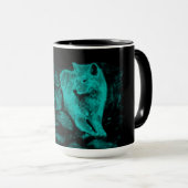 Wolf en Raven in de nacht Mok (Voorkant rechts)