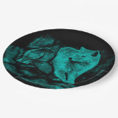 Wolf en Raven in de nacht Papieren Bordje (Gekanteld)