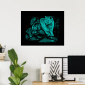 Wolf en Raven in de nacht Poster (Thuiskantoor)