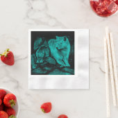 Wolf en Raven in de nacht Servetten (Insitu)