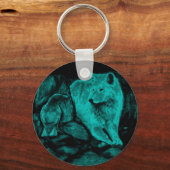 Wolf en Raven in de nacht Sleutelhanger (Voorkant)