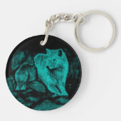 Wolf en Raven in de nacht Sleutelhanger (Achterkant)