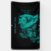 Wolf en Raven in de nacht Spandoek (Verticaal)