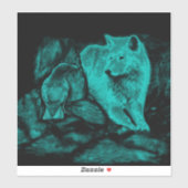 Wolf en Raven in de nacht Sticker (Vel)