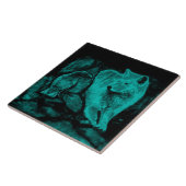 Wolf en Raven in de nacht Tegeltje (Zijkant)