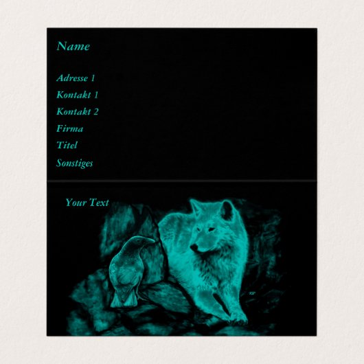 Wolf en Raven in de nacht Visitekaartje (Binnenkant ongevouwen)