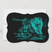 Wolf en Raven in de nacht, voeg Jouw tekst toe Kaart (Voorkant)