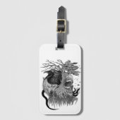 Wolf en Raven met Schedel Bagagelabel (Voorkant (verticaal))