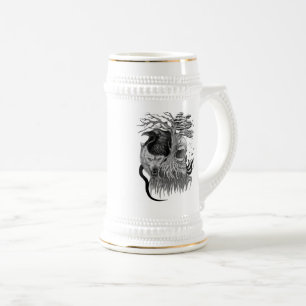 Wolf en Raven met Schedel Bierpul