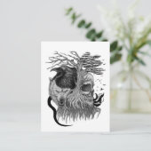 Wolf en Raven met Schedel Briefkaart (Staand voorkant)