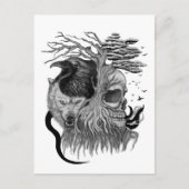 Wolf en Raven met Schedel Briefkaart (Voorkant)