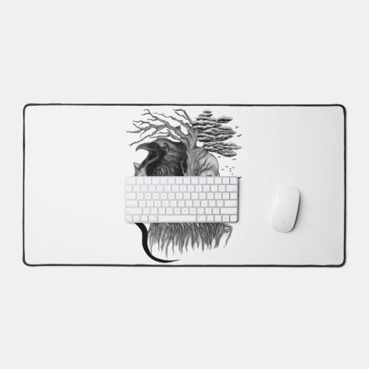 Wolf en Raven met Schedel Bureaumat (Keyboard & Muis)