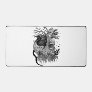 Wolf en Raven met Schedel Bureaumat