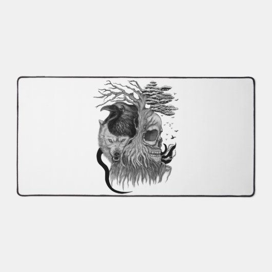 Wolf en Raven met Schedel Bureaumat (Voorkant)