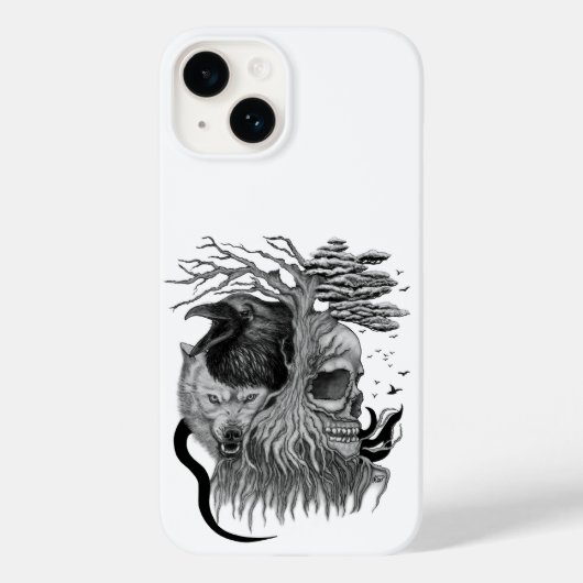 Wolf en Raven met Schedel Case-Mate iPhone Case (Achterkant)