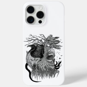 Wolf en Raven met Schedel iPhone 15 Pro Max Hoesje