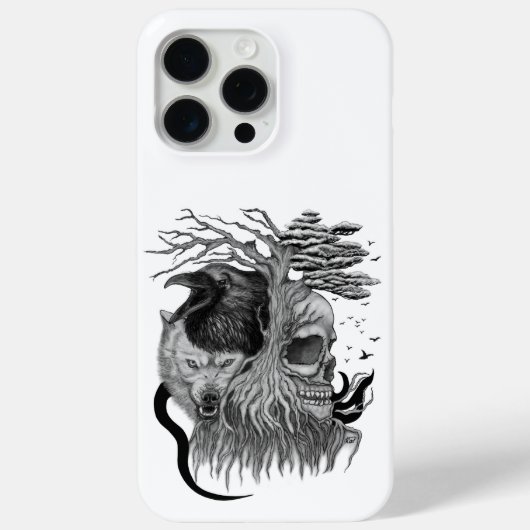 Wolf en Raven met Schedel Case-Mate iPhone Case (Achterkant)