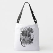 Wolf en Raven met Schedel Crossbody Tas (Voorkant)