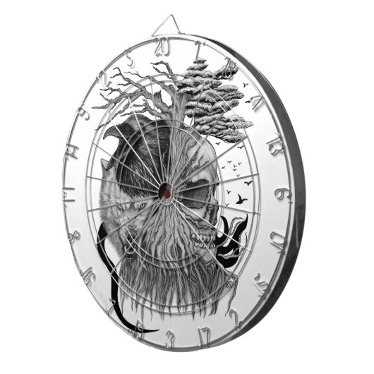 Wolf en Raven met Schedel Dartbord (Voorkant Rechts)