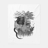 Wolf en Raven met Schedel Fleece Deken (Voorkant)