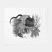 Wolf en Raven met Schedel Fleece Deken (Voorkant (Horizontaal))