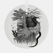 Wolf en Raven met Schedel Glas Ornament (Achterkant)