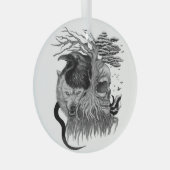 Wolf en Raven met Schedel Glas Ornament (Voorkant Rechts)
