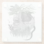 Wolf en Raven met Schedel Glazen Onderzetter (Achterkant)