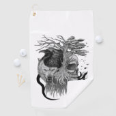 Wolf en Raven met Schedel Golfhanddoek (Insitu)