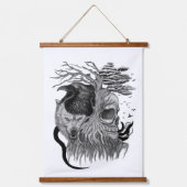 Wolf en Raven met Schedel Hangend Wandkleed (Voorkant)