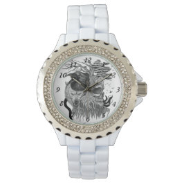 Wolf en Raven met Schedel Horloge