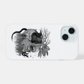 Wolf en Raven met Schedel iPhone 15 Case (Achterkant horizontaal)