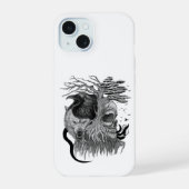 Wolf en Raven met Schedel iPhone 15 Case (Achterkant)