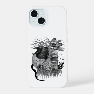 Wolf en Raven met Schedel iPhone 15 Case