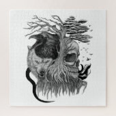 Wolf en Raven met Schedel Legpuzzel (Verticaal)