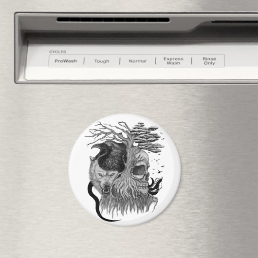 Wolf en Raven met Schedel Magneet (Insitu (Vaatwasser))