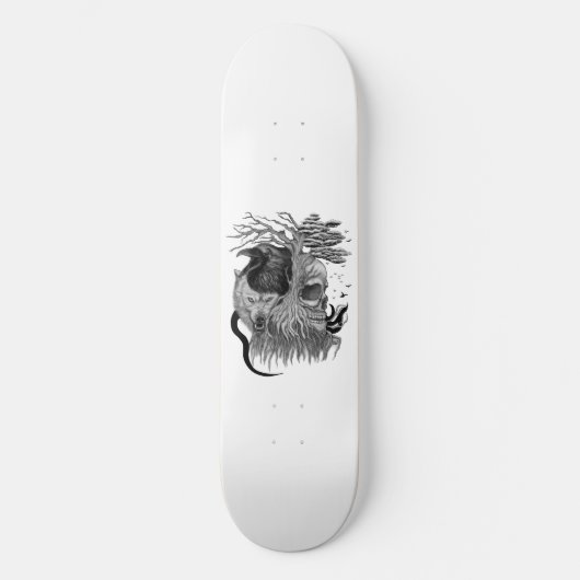 Wolf en Raven met Schedel Persoonlijk Skateboard (Voorkant)